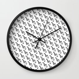 Music therapy / Black and white music clef pattern Wall Clock | Note, Graphic, Pattern, Line, White, Symbol, Song, Clef, Graphicdesign, Black and White 