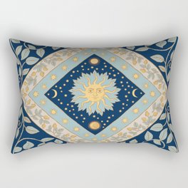 Sun Moon and Stars Celestial Blue Rectangular Pillow