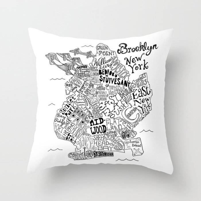 Brooklyn Map Throw Pillow