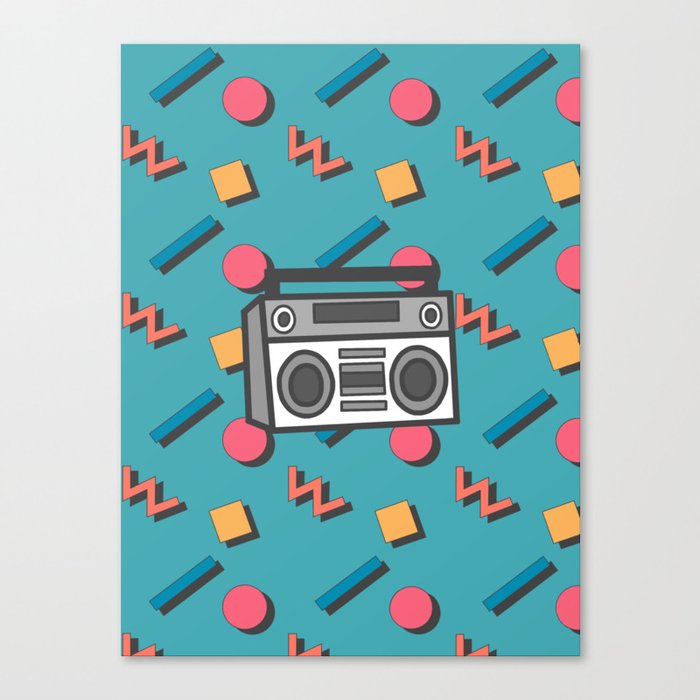 memphis style retro stereo teal Canvas Print