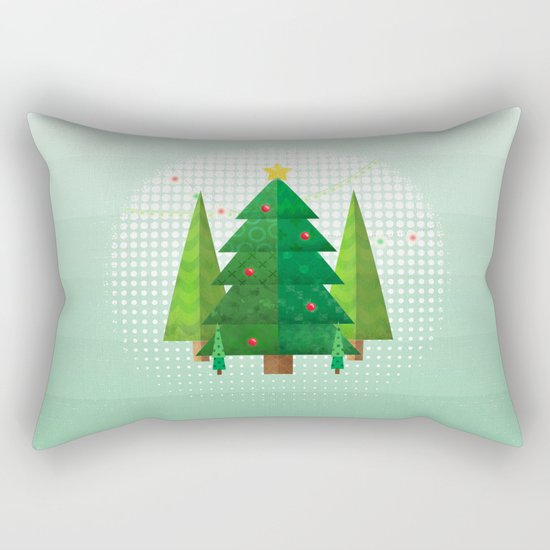 Geometric Christmas Trees Rectangular Pillow