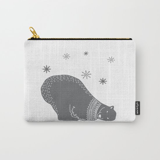 Merry christmas- Polar bear - Animal Watercolor Illustration Carry-All Pouch