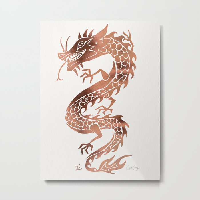 Chinese Dragon – Rose Gold Palette Metal Print