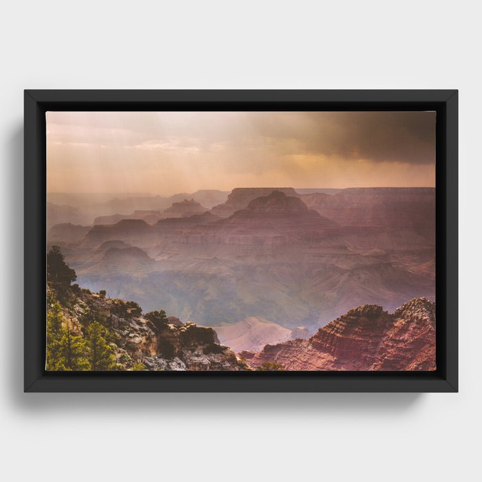 Grand Canyon Rainfall - South Rim Framed Canvas