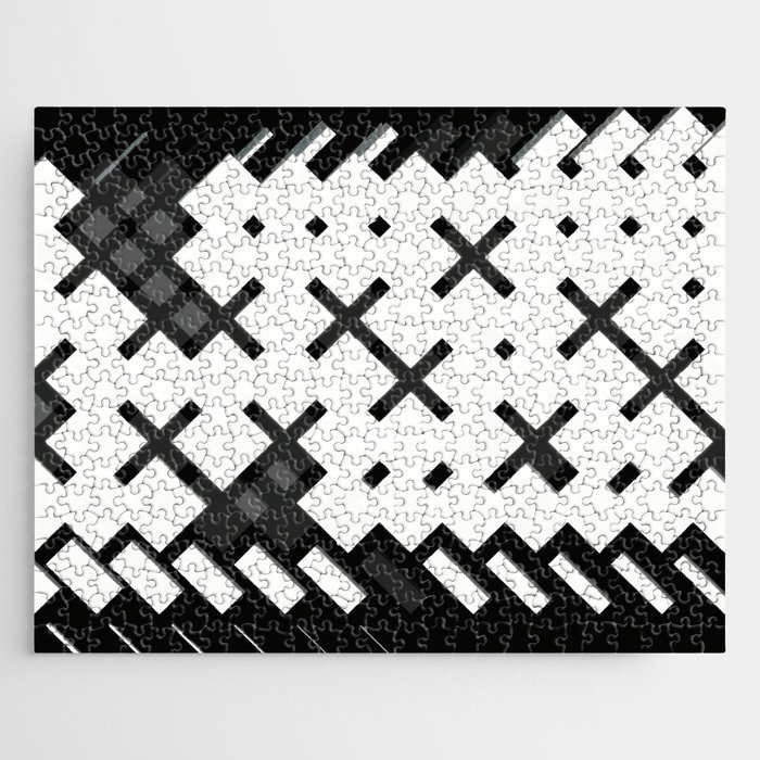 Black and white abstract of geometric patterns Jigsaw Puzzle