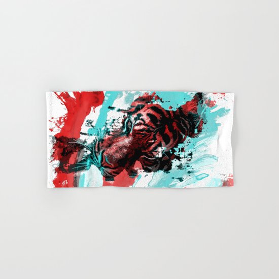 Tiger blue red 4 Hand & Bath Towel