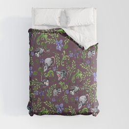 Opossum, Fern, & Violet Print Comforter