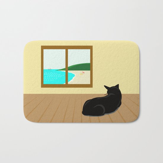 Landscape and cat Bath Mat