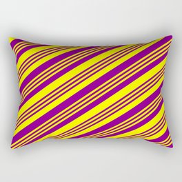 [ Thumbnail: Purple and Yellow Colored Lined Pattern Rectangular Pillow ]