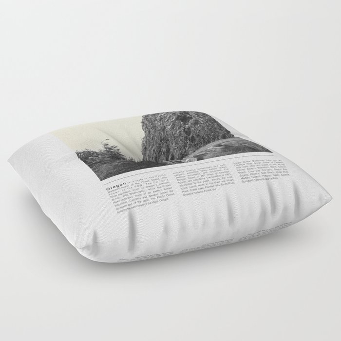 Oregon Coast Black and White Floor Pillow
