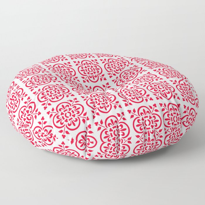 Art Deco Style Repeat Pattern Red Floor Pillow