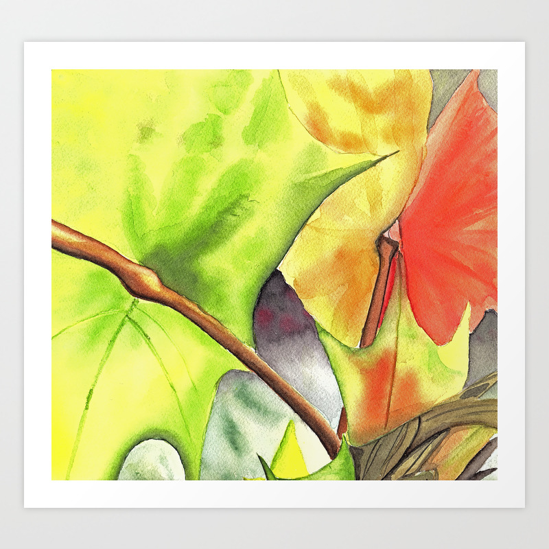 Semi Abstract Leaves In Watercolor Art Print By Landandseaartstudio Society6