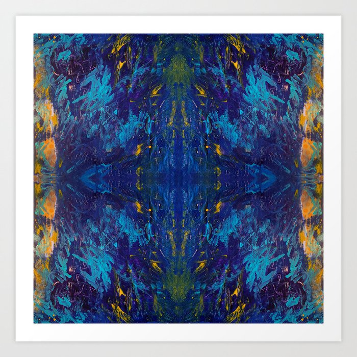Moses Blue Art Print | Painting, Acrylic, Pattern, Pop-art, Abstract, Blue