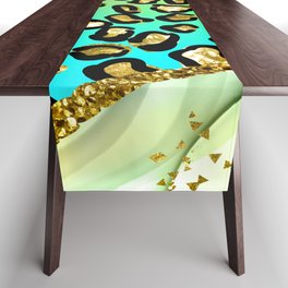 Unicorn Leopard Glitter Background 05 Table Runner