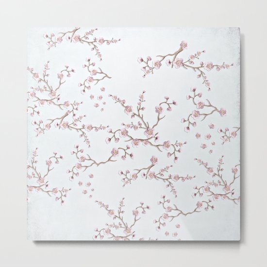 SAKURA LOVE - GRUNGE WHITE Metal Print