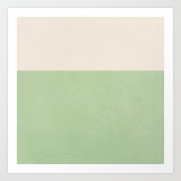 Green Sage and White Beige Boho Color Block Art Print