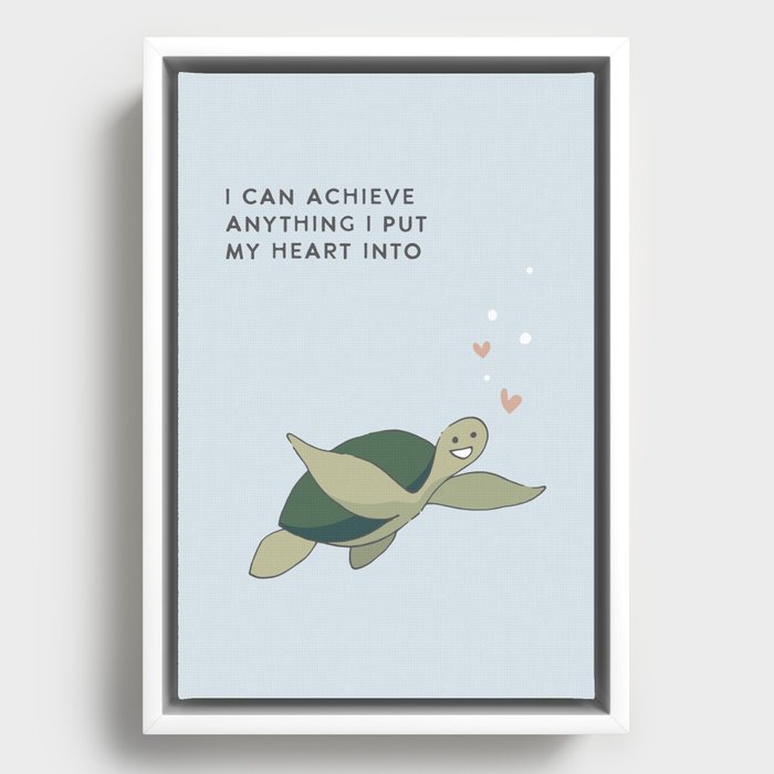 Affirmation Characters - Turtle Framed Canvas
