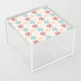 Christmas Pattern Watercolor Snowflake Pink Blue Acrylic Box