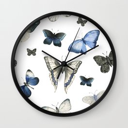 Watercolor Butterflies Seamless Pattern Wall Clock