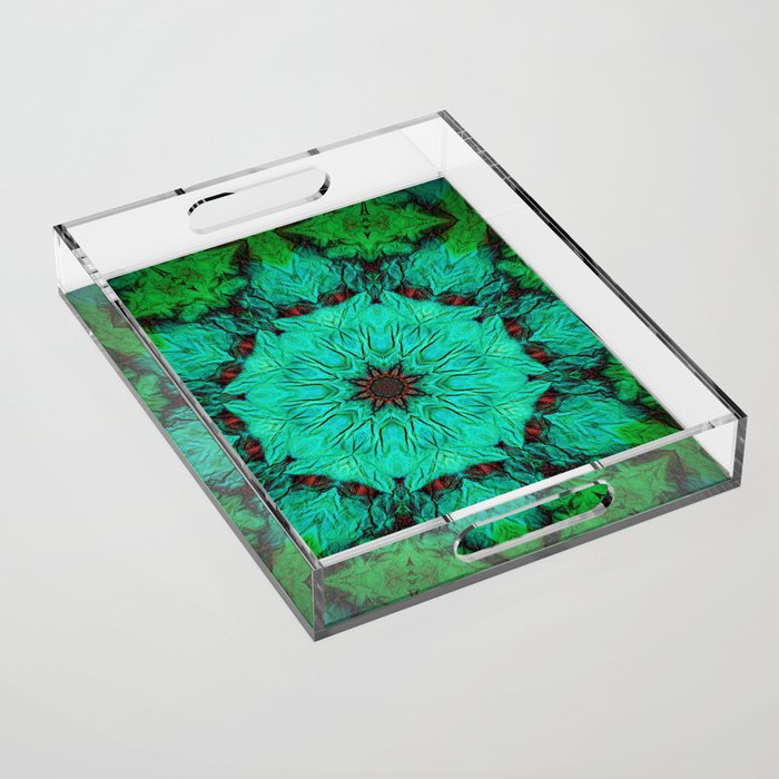Textured Green Mandala Acrylic Tray