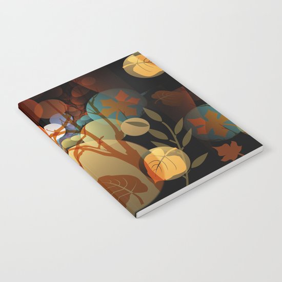 Trees and leaves in sun spots Notebook