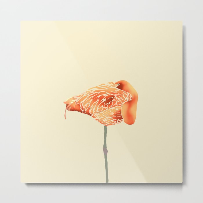 Nestled Flamingo Metal Print