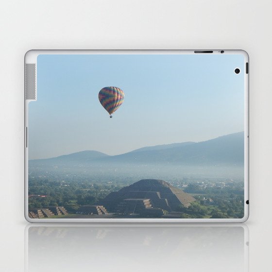 Mexico Photography - Hot Air Balloon Flying Over Beautiful Nature Laptop & iPad Skin
