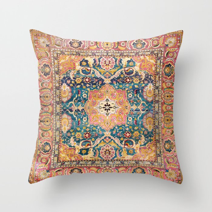 Amritsar Punjab North Indian Rug Print Throw Pillow by Vicky Brago