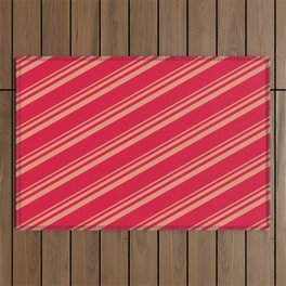 [ Thumbnail: Dark Salmon and Crimson Colored Striped Pattern Outdoor Rug ]