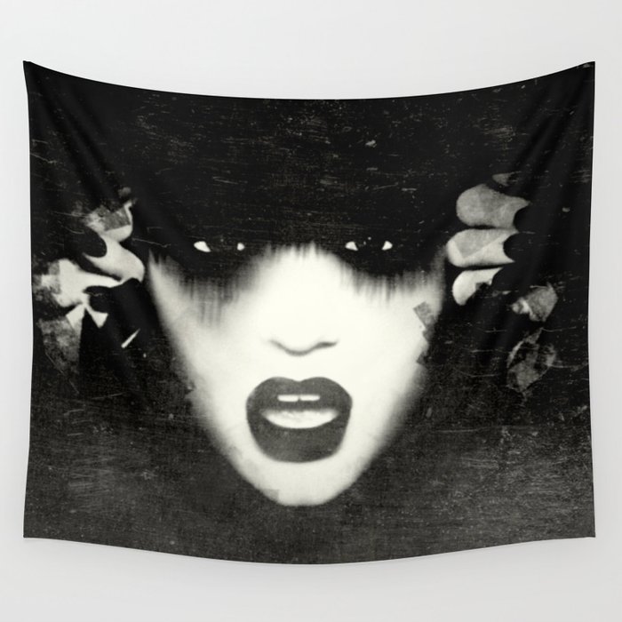 Black&White Grunge Woman  Wall Tapestry