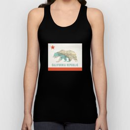 California Bear Flag with Vintage Map Tank Top