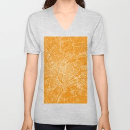 France, Lyon - Sunny City Map V Neck T Shirt