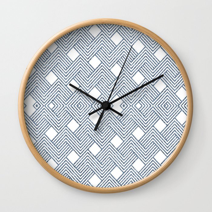 Blue Denim and White Abstract Wall Clock