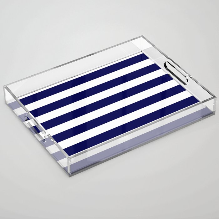 Navy Blue & White Stripes - Mix & Match with Simplicity of Life Acrylic Tray