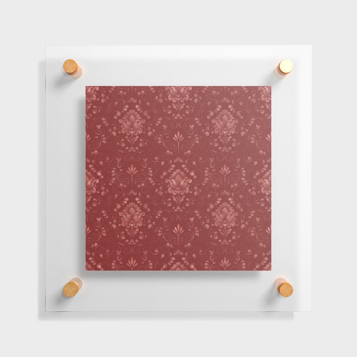 Damask Pattern with Glittery Metallic Accents Red Floating Acrylic Print