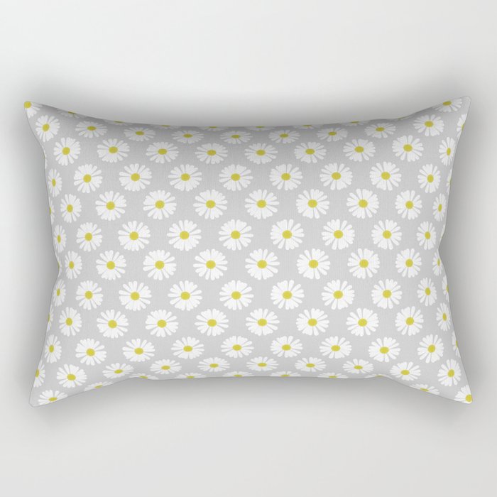 Daisies on Gray Rectangular Pillow
