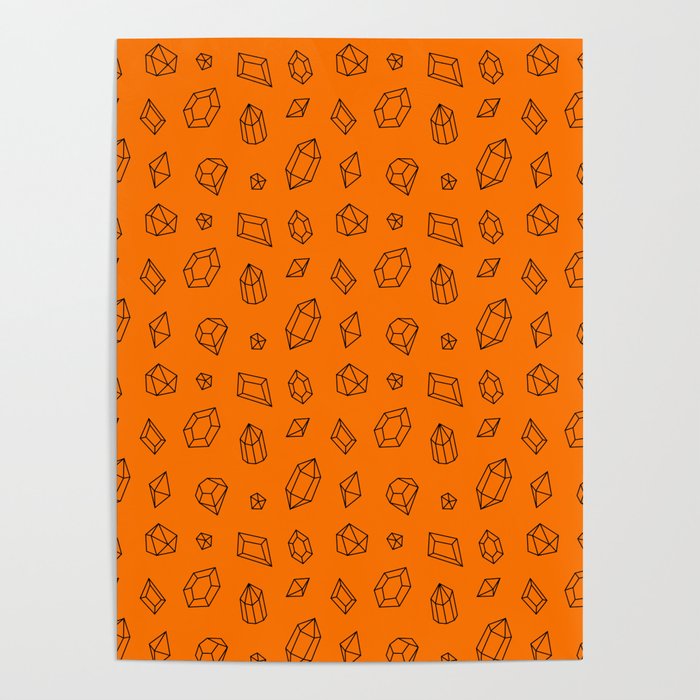 Orange and Black Gems Pattern Poster