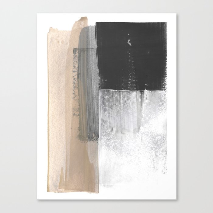 Beige And Grey Colorblock Textured Abstract Painting Canvas Print