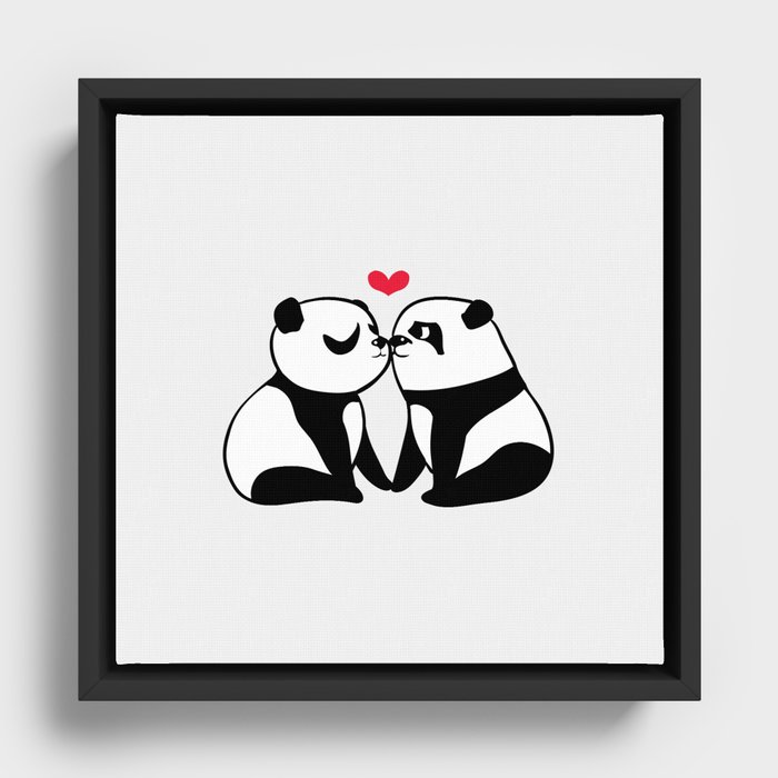 Panda Kisses Framed Canvas