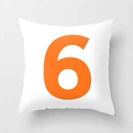 Number 6 (Orange & White) Throw Pillow