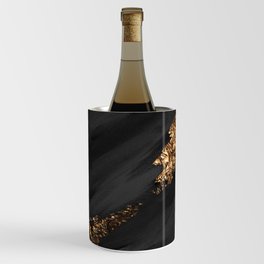 Black Paint Brushstrokes Gold Foil Wine Chiller