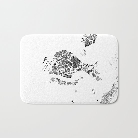 Venice Map Schwarzplan Only Buildings Bath Mat