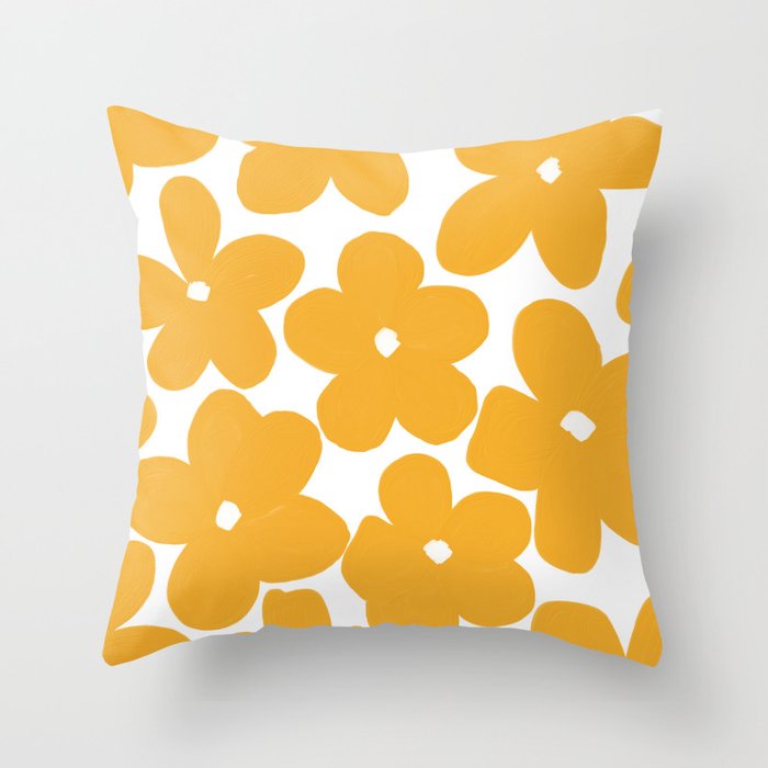 Bright Groovy Flowers  Throw Pillow