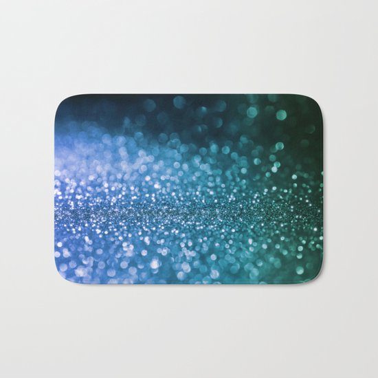 Foam on the sea - Blue glitter effect texture Bath Mat