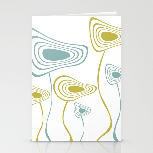 Mid Century Modern Floral Abstract Stationery Cards