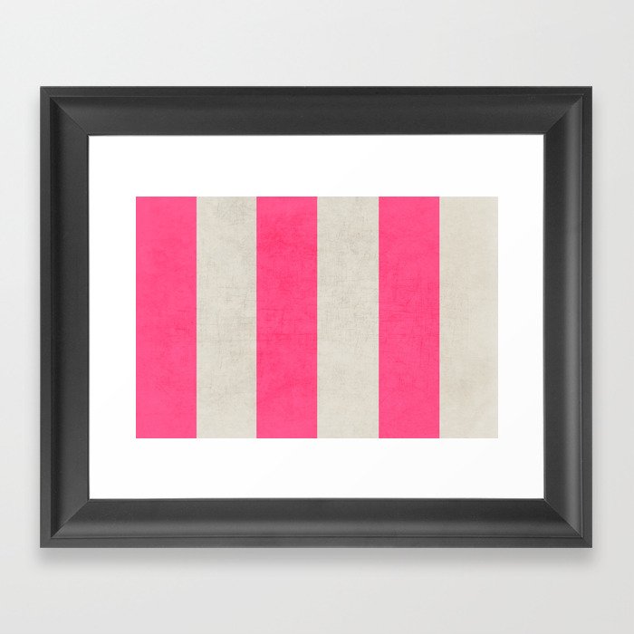 vintage hot pink stripes Framed Art Print