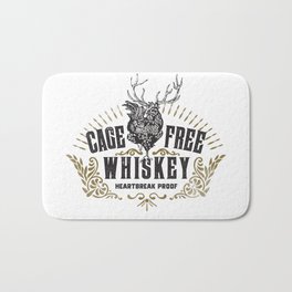 "Cage Free Whiskey: Heartbreak Proof" Cool Chicken With Antlers Shirt Art Bath Mat