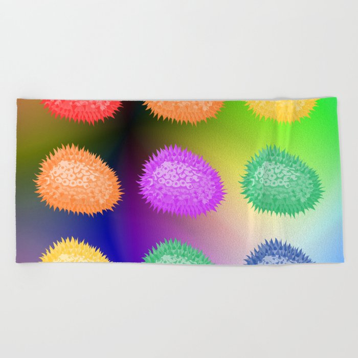 Colorful Jack Fruit on an Abstract Background Beach Towel