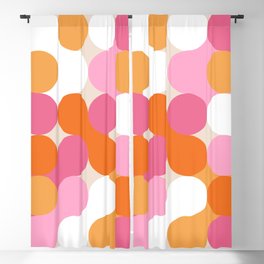 Liquid dot pattern 1 - yellow, orange, pink & white Blackout Curtain
