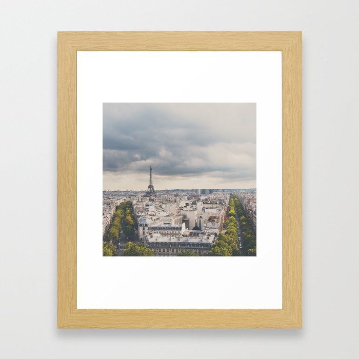 the Eiffel Tower in Paris on a stormy day. Framed Art Print